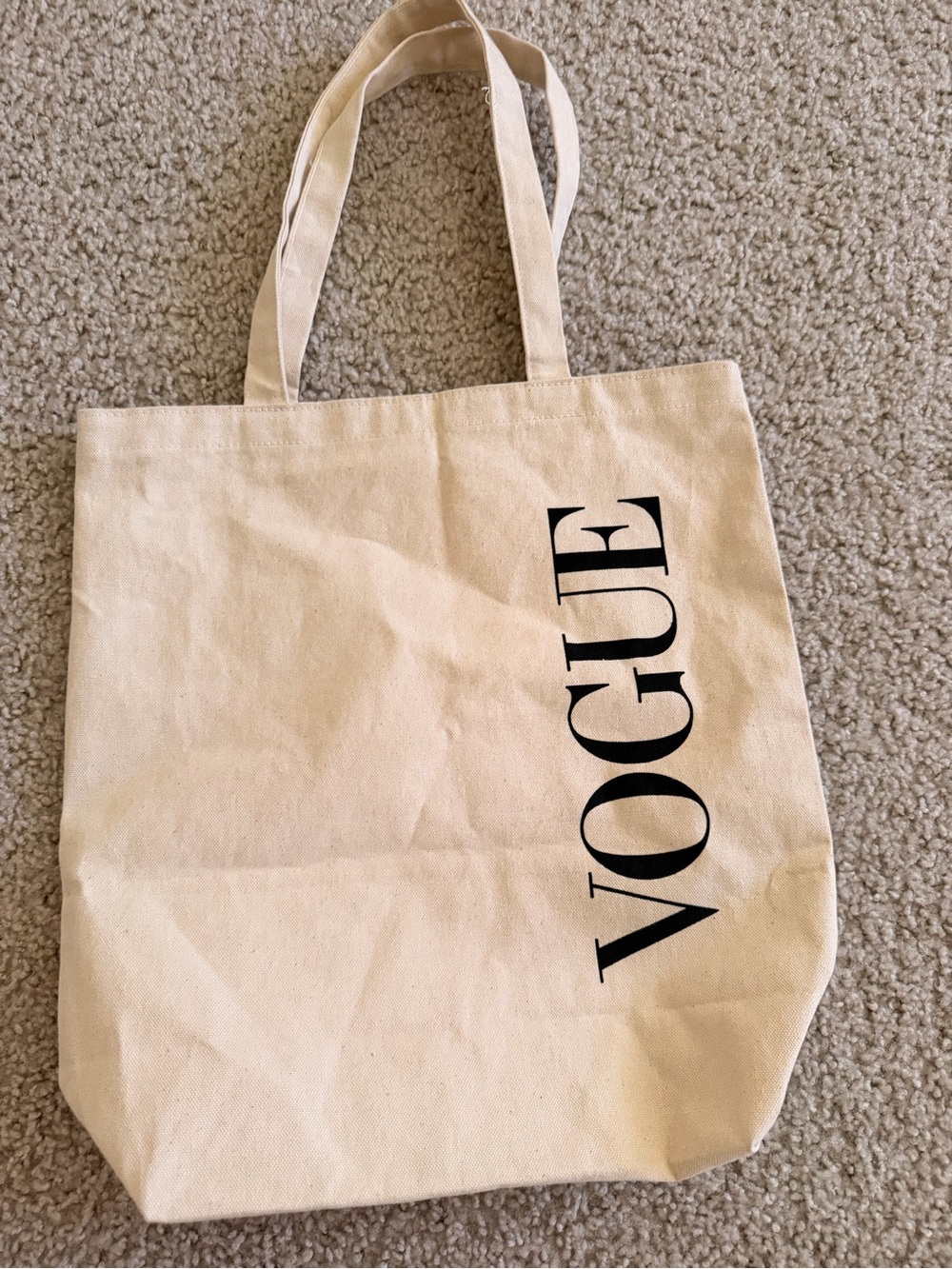 Vogue Cream Canvas Tote with Black Logo